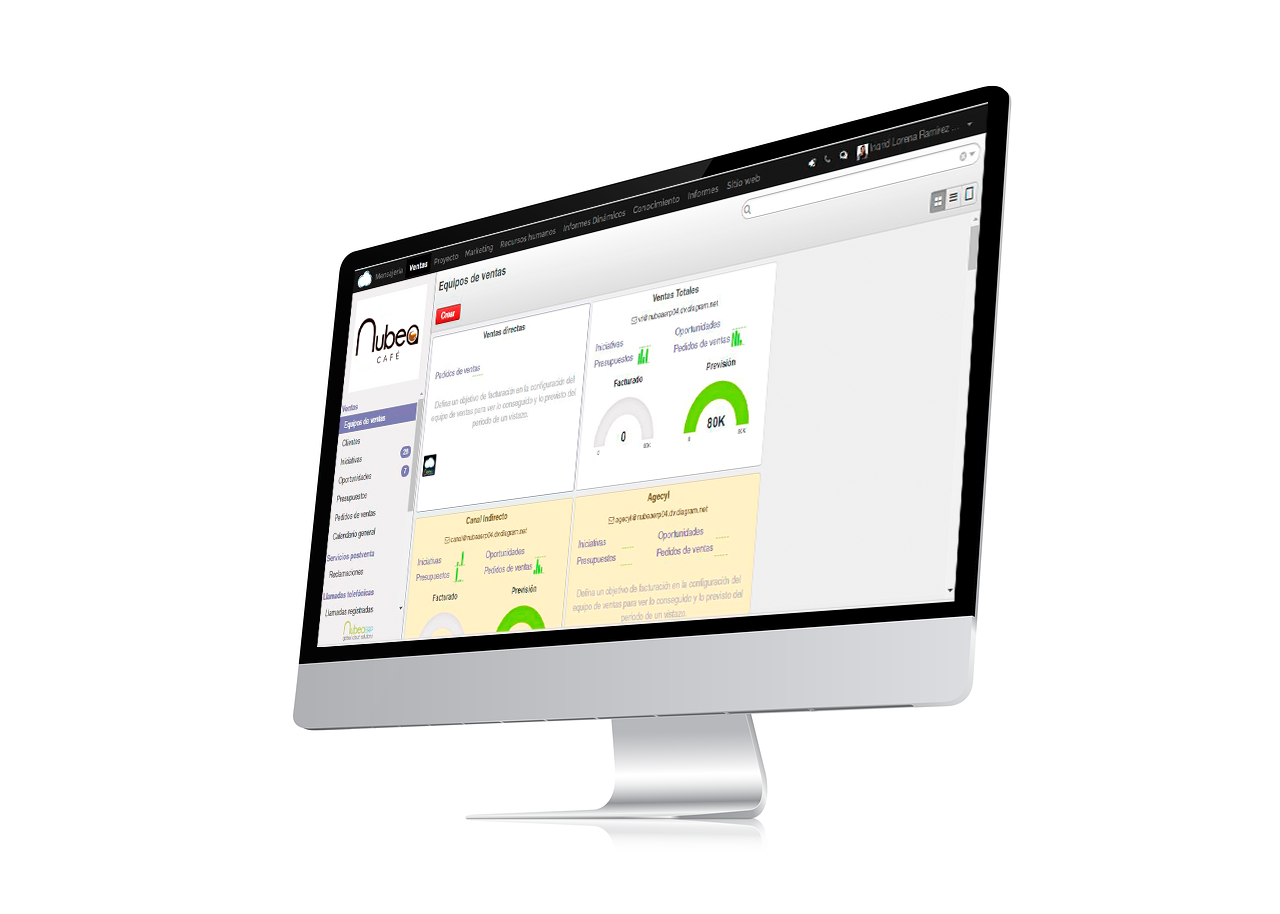 software para la fabricación de café y té - pantalla nubea cafe